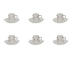 Villa DEste Home Tivoli 2193928 Diamond Set 6 tazzina Caffe c/piattino Trasparente, Vetro