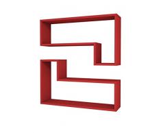 Homemania Set 2 Mensola Ozy da Parete Componibile, Ripiano, Porta Libri - da Salotto, Ufficio - Rosso in Legno, 83,6 x 19,5 x 43,6 cm