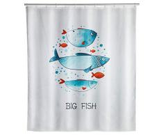 Wenko Tenda da Doccia Big Fish Lavabile, Impermeabile con 12 Anelli, Poliestere, Multicolore, 200 x 180 cm