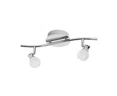 Sulion Minuit Lampada da soffitto con 2Â faretti LED, 10Â W, Cromo E Vetro opalescente, 30.5Â x 7Â x 14Â cm, 30.5 x 7 x 14 cm