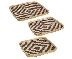 DCASA - Set di 3 centrotavola, in bambÃ¹, decorazioni per mobili, unisex, per adulti, multicolore (multicolore), unico