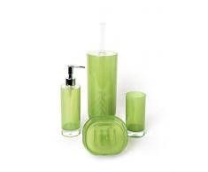 Excelsa Caldo Set Accessori Bagno, Verde, 4 Pezzi