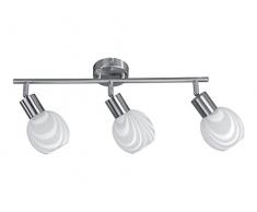 Homemania 2841032 Lampada a Soffitto Sara Plafoniera, Cromo, Bianco in Metallo, Vetro, 59 x 14 x 21 cm