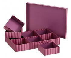 UNIMASA Scatola di Cartone Foderata a Righe Rosa, 38 x 26 x 6 cm, Viola, 38 x 26 x 6 cm