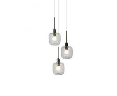 SP Light and Design Diva sospesione Tripla, Struttura Oro, Vetro Trasparente Lampada a Sospensione 4 W