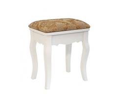 My Flair 160004 - Sgabello Charm con Rivestimento in Tessuto, Legno, Bianco/Oro, 38 x 28 x 45 cm