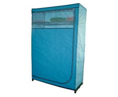 MSV 265 - Guardaroba in polipropilene non tessuto + tubo di metallo, dimensioni 116 x 50 x 178 cm, colore: celeste/nero