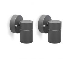 Smartwares - Lampada LED da parete per esterni, alloggiamento in acciaio INOX, 2 pezzi, colore: Grigio