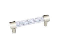 Decostyle - Maniglia in Ottone Massiccio e Swarovski Elements, Varie Misure e Finiture, Ottone, Silver Matt, 27 x 2 x 4 cm