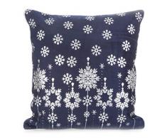 Eurofirany - Federe per Cuscino da Divano, Motivo Natalizio con Fiocchi di Neve, 2 Pezzi, 40 x 40 cm, Colore: Blu Navy
