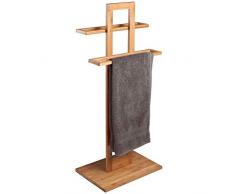 Bakaji Porta Asciugamani Da Terra In Legno Bambu 2 Braccia Piantana Bagno Asciugamano Dimensione 37 x 25 x 85 cm Colore Bamboo Naturale