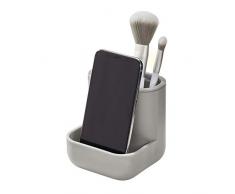 iDesign Porta trucchi compatto, Organizer trucchi con 3 scomparti in plastica, Porta trucchi organizer per accessori come trucchi, gioielli o spazzolini, grigio