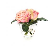 EUROCINSA RIF.87668C21 Rimorchio con 3 Rose di Colore Rosa, Scatola da 4 Pezzi, plastica, Vetro, 16 x 15 cm