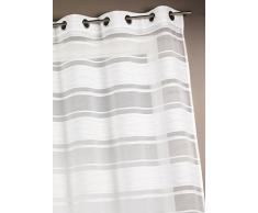 Casa Maison HM6904299 Tendina Jacquard Striscia Orizzontale, Poliestere, 140 x 240 cm, Avorio