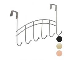 Relaxdays, Argento Appendiabiti, Asta Arcuata, 6 Ganci, da Appendere, Porta Spessa, Metallo, 21x40x10,5cm, Ferro, 21 x 40 x 10,5 cm