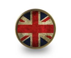 Pushka Home vintage Union Jack bandiera britannica armadio maniglia della porta. 40Â mm novitÃ bandiera del Regno Unito manico venduto singolarmente. Adatto a porte di spessore fino a 21Â mm. Stile vintage, cassettiera con