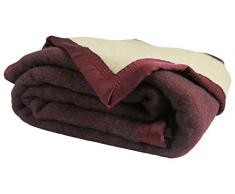 Pooh 11010013-180-L6A1 Inverno Luxe Lana Vergine Coperta Pesca/off-White - 180 x 220 cm