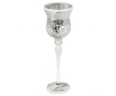 Portacandela in Mosaico di Vetro a Specchio, Argento, Small