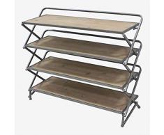 Better & Best - Scaffale Pieghevole in Ferro Naturale, Dimensioni 87 x 31,5 x 73 cm, Vassoio: 82 x 30, Materiale: Legno/Metallo, Tortora, Taglia Unica