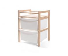 HOME 50147 Cassettiera Legno 2 Cassetti Plastica 34X36X50, Bianco