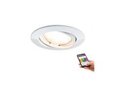 Paulmann Leuchten 92093 SmartHome LED Coin Faretto da incasso 2,4 W bianco opaco RGB controllo della luce a colori orientabile tramite Bluetooth lampada da incasso, alluminio, 2.4 W