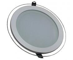 V-TAC 4744 - VT-1202G RD, lampada LED a pannello da incasso, in vetro di forma circolare, da 12 Watt, 3000 kelvin, luce bianca calda da 1080 lumen, fascio di luce da 120°, dimensioni: esterno 160 mm, altezza 40 mm, trasformatore non regolabile incluso