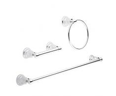 AmazonBasics - AB-BR841-PC, set di accessori da bagno, 3 pezzi, cromato lucido