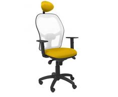 Piqueras Y Crespo (PIQU7) Sedia Jorquera in Rete Bianca Seduta Bali con testiera Fissa Ufficio Talla Unica Granata