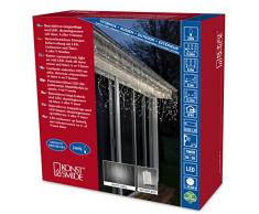 Konstsmide 3738-102 - Catena luminosa LED effetto nevischio, timer per 6 e 9 ore, adatta a esterni (IP44), 240 diodi a luce bianca calda, funzionamento a batteria, con cavo bianco, 4 pile da 1,5 V escluse