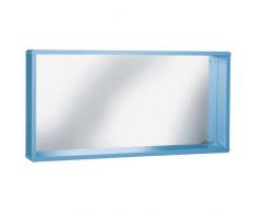 MIAMI - Specchio da Parete con Cornice e ripiano, Legno, Blu, 13 x 110 x 55 cm