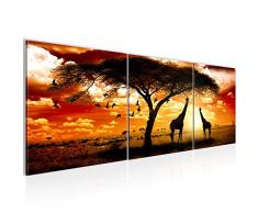WTD 001533b - Quadro da parete in tessuto non tessuto, motivo tramonto africano, 120 x 40 cm, formato XXL, 3 pezzi, pronto da appendere