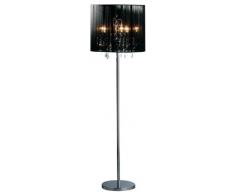 Premier PREM-2501045 Lampada da Terra, Acciaio Inossidabile Spazzolato/Voile, Nero