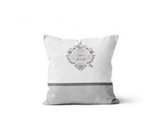 Soleil docre Esprit de Famille - Cuscino Decorativo, in Cotone, 40 x 40 cm, Colore: Bianco