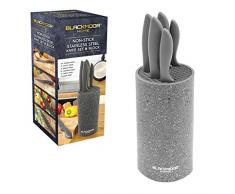 Blackmoor Home 5 Piece Set with Knife Block-Black 66919 Set di 5 coltelli con Ceppo, Grigio, Acciaio Inossidabile, Stainless Steel