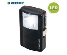 VELAMP LANTERNETTE Astuccio LED. Lampada Tascabile in Metallo. Torcia Super Luminosa 40 Lumen. Funziona con 1 pila 3R12 o 3LR12. per Campeggio, Trekking, emergenze, casa, Nero