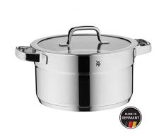 WMF Compact Cuisine - Pentola alta 24 cm con coperchio in vetro, pentola per carne 5,6 l, in acciaio INOX Cromargan lucido, scalatura interna, impilabile, adatta per induzione