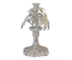 Better & Best 1891039 - Candelabro da tavola con Fiori, in Terracotta/Ferro, Colore Bianco decapato