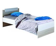 Demeyere 201724 Letto singolo GAME, 90 x 190 cm, laccato bianco/acacia.