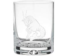 Crystaljulia 05923 - Bicchiere da whisky con pietra zodiacale incisa, 250 ml