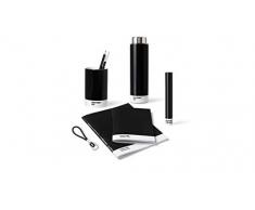 Pantone 419-Set da Ufficio con Borraccia, matite, quaderni (Set da 2), portapenne e Portachiavi, Colore Freddo 9, Grigio/Nero, 6 Artikel