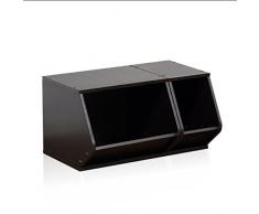 Furinno 151224EX Espresso 2-in-1Â Stacking Storage Set, Legno, Brown, S/M