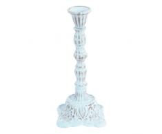 Ian Snow - Candelabro in Metallo per 1 Candela, Motivo Floreale, Grande, Colore: Blu