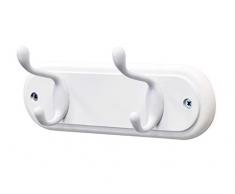 keypak OL910024 Appendiabiti da Parete con 2 Ganci, Legno, Bianco, 2 Hook