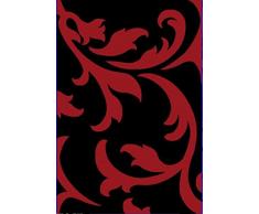 Flora Carpets 7417A - Tappeto Moderno per Salotto, Lana, Black/Red, 170x120x1.2 cm