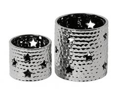 Portacandela a S/2, Gres, Argento, 14.5Â x 14.5Â x 15Â cm, 2Â unitÃ 