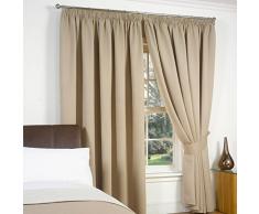 Dreamscene Arricciate Termico, in Fodera Oscurante Paio di Tende con fermatenda, Beige, 46Â x 137,2Â cm