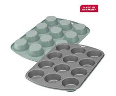 Kaiser EverCream Colors - Teglia da forno per 12 muffin, 38 x 27 cm, con rivestimento antiaderente, misura standard, verde
