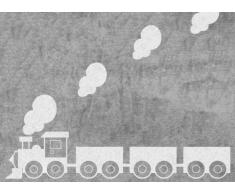 Aratextil Trenino Tappeto per Bambini, Cotone, Grigio, 120Â x 160Â cm