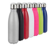 Relaxdays Bottiglia Termica in Acciaio Inox, Chiusura Ermetica, per Bevande Calde e Fredde, Borraccia Isolante, Argento, 500 ml