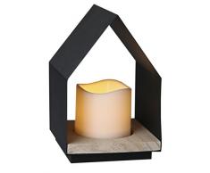 STAR 062Â âÂ 90Â Home Lanterna Con Candela LED metallo/legno nero 12Â x 18Â cm